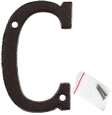 roslyong Lettera C in ghisa, 7,6 cm, in metallo, vintage, per esterni, numeri civici e lettere con viti abbinate per porte, cassette postali, cancelli, garage e fattoria