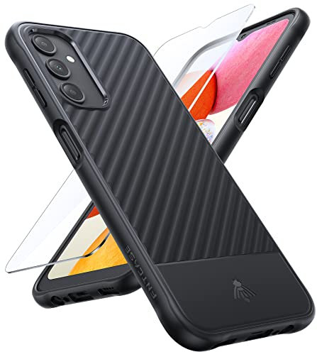 FNTCASE for Samsung A14 Phone Case: Slim Soft Liquid TPU Shockproof Drop Protection Galaxy 4G/5G PhoneCase Thin Flexible Silicone Premium Aesthetic Matte Cover Slim Fit Black