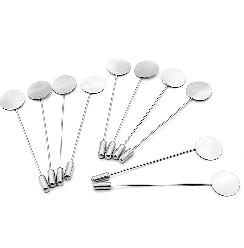 Hitefu 60 Stück flache, runde Anstecknadeln zum Basteln, silberfarbene Sicherheitsnadeln, Brosche, Anstecknadeln, Anstecknadel, Nadel, Anzug, Hut, Krawattennadel, Schal, Abzeichen für DIY-Kostüme