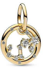 PANDORA Moments Sternzeichen Skorpion Charm-Anhänger aus Sterling Silber mit 14 Karat vergoldeter Metalllegierung, Zirkonia, Kompatibel Moments Armbänder, 762710C01