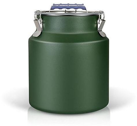 WYJRO Pot à Café Hermétique, Boite de Conservation Acier INOX Réservoir de Stockage, Seau scellé en Acier Inoxydable avec Couverture, pour Grains de Café, Thé et Produits Secs,Vert,19 * 25CM/8L