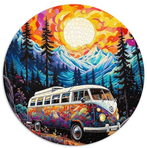 Puzzles1000 Teile EIN Oldtimer-Bus Puzzles Erwachsene Kinder Kartonpuzzles Nachhaltiges Puzzle Erwachsene | Spiele Entspannungsrätsel Spiele-Brain Teaser Puzzle 26,57 x 26,57 Zoll
