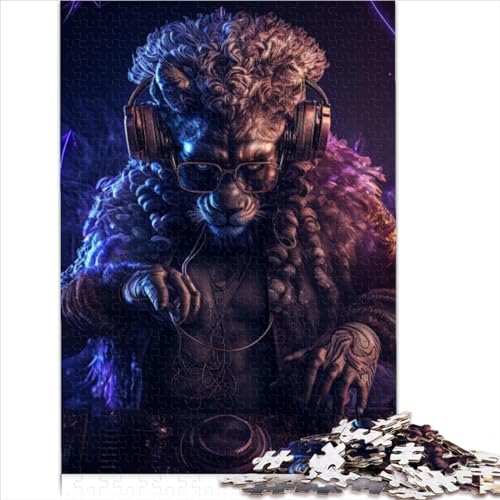 DJ Lion Puzzle für Erwachsene, 1000 große Teile, Puzzle für Erwachsene, Holzpuzzle für Teenager, Geschenke, Lernen, Lernspielzeug, Familienspiele (50 x 75 cm)