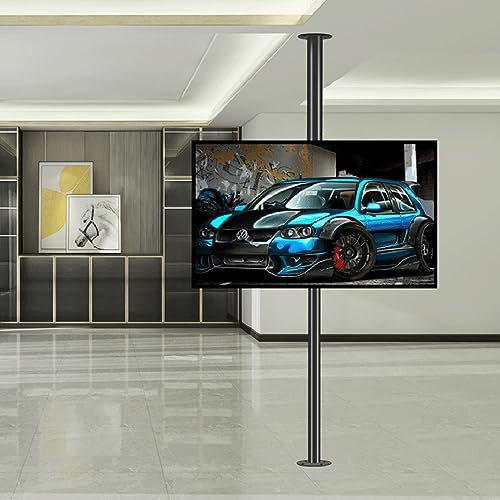 Pied TV Support Universel Support TV 32-75 Pouces – TV LCD, Cadre Rotatif à 360 degrés, Support de Sol, Support Rotatif pour cloison de séparation, Base rotative pour Meuble TV, Inclinaison réglable,