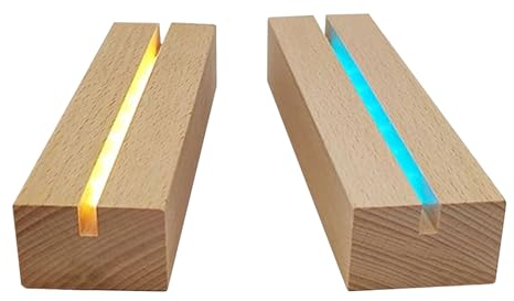 QENETY Rechteckiger Sockel, 15,2 cm, LED-Lichtsockel aus Holz, rechteckige LED-Lichter, Display-Basis für Kristall, Acrylglas, Kunstharz, Sockel (2 bunt)