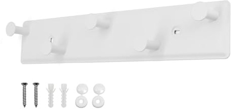 AJLTPA Kleiderhaken Wand, Garderobenhaken Metall, 5 Haken, Weiß | Pulverbeschichtete Hakenleiste zur Wandmontage; für Jacken, Handtücher, Schals und Schlüssel. Schrauben inklusive.