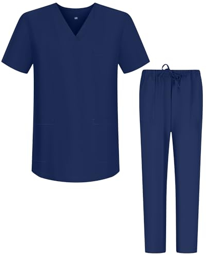 MISEMIYA - Unisex-Schrubb-Set - Medizinische Uniform mit Oberteil und Hose ref.6801-6802 - Medium, Blau