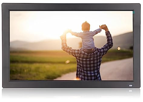 Digitaler Bilderrahmen Groß 18,5 Zoll, Elektronischer Wandkalender, Family Bilderrahmen, 1080P Tragbare HD Werbemaschine für Zuhause 100 240V Schwarz (EU-Stecker)