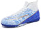 DHOVOR Boys Girls Football Boots Kids High Top Astro Turf Athletic Football Trainers Indoor Soccer Shoes Unisex - White, Size 4 UK