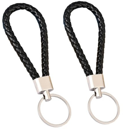 2 Pièces Porte Clef Cuir Tressé, Porte clef voiture, Élégant et pratique pour homme et femme