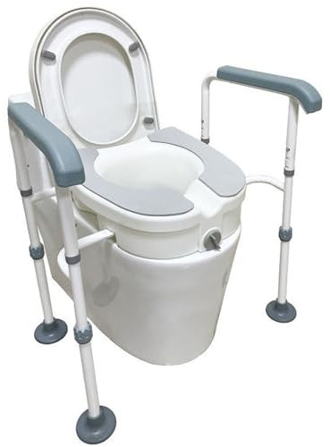 ToilettensitzerhöHung mit Armlehnen,Toilettensitz-ErhöHungen für Senioren,Wc SitzerhöHung für Senioren,Robust WC Aufstehhilfe Ohne Bohren,Toiletten-Sicherheitsrahmen mit HöHenverstellbaren