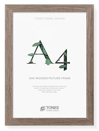 TONES FRAME DESIGN A4 Frame, Dark Oak Wooden Photo Frame | 21 x 29.7 cm, A4 Picture Frame with Oak Veneer and Shatter-Resistant Plexiglass, Wall Frame for Certificates, Prints, Photos