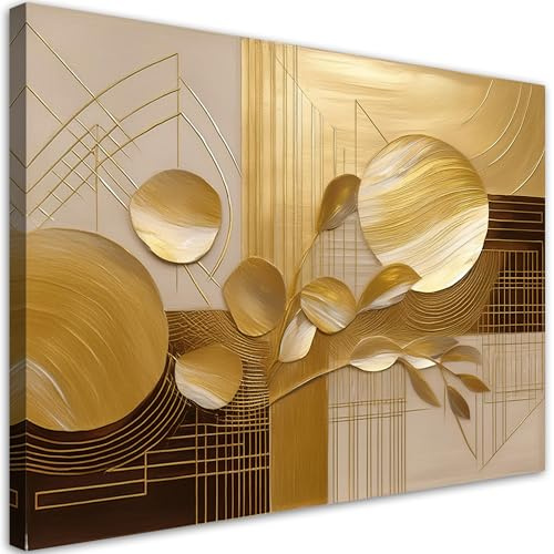 Feeby Leinwand Bilder - Gold Glamour Abstraktion - Canvas 60x40 cm - Deko Wohnzimmer - Wandbilder Schlafzimmer - Deko Aesthetic - Wand Deko - Leinwand Groß - Deko Zimmer - Leinwandbilder XXL