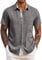 COOFANDY Short Sleeve Shirts Men Smart Casual Summer Button Down Shirt Holiday Shirts for Men UK Dark Gray L