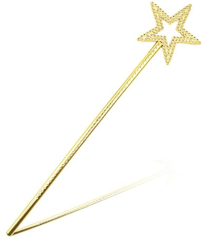 Drokenle Varita de hadas dorada de 13 pulgadas para niños, varita mágica de ángel de princesa, varita mágica de estrella brillante para niñas, fiesta de cumpleaños, Halloween, Navidad, disfraz de