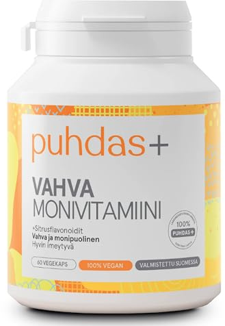 puhdas+ Multivitamin A-Z Hochdosiert | 11 Vitamine & Mineralstoffe mit Zink, Vitamin C & D3 | 60 Vegane Kapseln | Hergestellt in Finnland