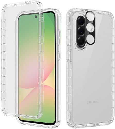 Leedia Handyhülle für Samsung Galaxy A56 Hülle 360 Grad Schutz Transparent | Stoßfest Ganzkörper Case Weich Rückseite mit Eingebautem Displayschutz Komplett Schutzhülle für Samsung Galaxy A56 5G 6.7
