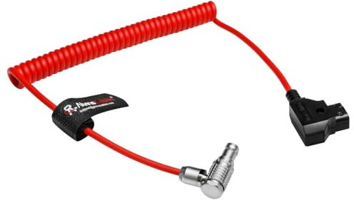 Alvin's Cables rechtwinkliger 2-poliger Stecker auf D-Tap-Stromspiralkabel für Teradek SmallHD Z-CAM Blackmagic Pyxis, Ultra Soft