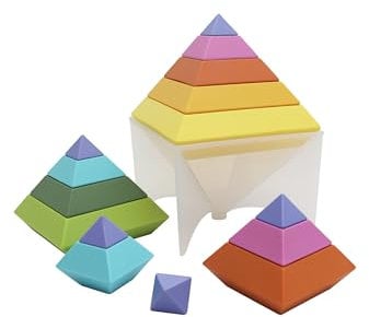 GOWI 352-00301 Regenbogen Pyramide - 15tlg, Konstruktionsspielzeug