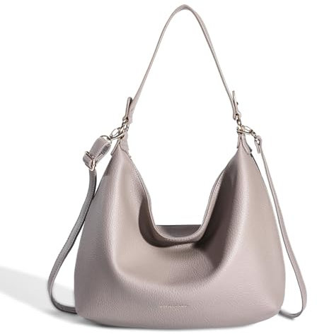 David Jones - Schultertasche Hobo Damen - Handtasche aus weichem Kunstleder - Einkaufstasche Shopper mit Langem Henkel - Umhängetasche Henkeltasche große Größe - Klassisch Praktisch - Grau