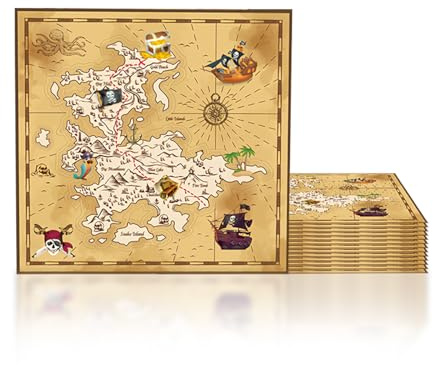 Piraten-Servietten, Piratenspiel, Schatzsuche, Papierservietten, Papierservietten, für Jungen, Mädchen, Kinder, Geburtstag, Halloween, Piratenparty, Tischdekoration, 20 Stück