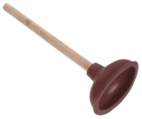 HOMSFOU 2stücke Heavy Duty Toilet Plunger Mit Holzgriff Robuster Pömpel Für Badezimmer Und Abflussreinigung Effektive Saugleistung Für Verstopfte Toiletten Und Rohre Rot Design