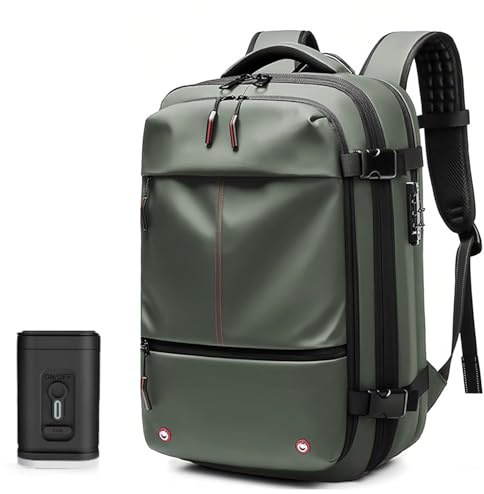 Sac à Dos Sous Vide - Sac à Dos 60L étanche et Extensible avec Pompe à Vide, Sac Dos Airbag 19 Pouces avec Fermeture TSA, Sac Dos Vacpack Antivol pour Voyages et Affaires (Vert)
