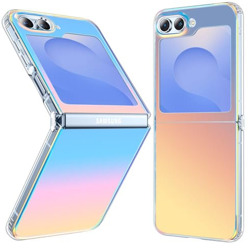nicekool Cover per Samsung Galaxy Z Flip 6 / Flip 5, Protezione Antiurto Graffi Case Smerigliato Traslucido Anti-Impronte, Iridescente Trasparente