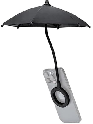 Car Phone Umbrella for Sun,Dual Magnetic Adjustable Cellphone Brolly Black | Anti-Glare,Anti-Heating,UPF 45+ Phone Umbrella for Driving, for Magsafe Car Phone Mount & for iPhone 17 16 Pro Max 15 14 Plus