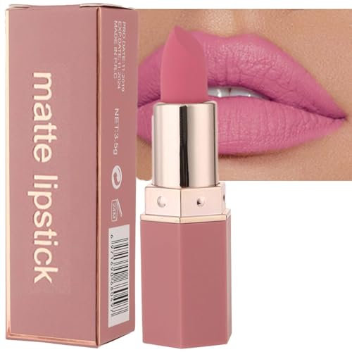 Matte Lipstick Set - Long Lasting Pink Red Lipsticks, Waterproof, Nude, Moisturizing Hydrating, High Pigmented with Smooth Velvet Texture - Perfect Makeup Gift