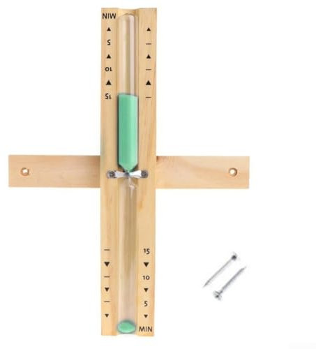 Sablier rotatif en bois de 15 minutes avec sable blanc pour sauna, spa, exercice, yoga, salle de classe, méditation (vert)
