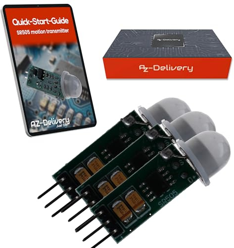 AZDelivery 3X SR505 Mini PIR Bewegungssensor 4,5–20V – Infrarot IR Sensor Modul für Arduino, 100° Erfassung, 4m Reichweite, kompakter Bewegungsmelder, HC-SR501 Alternative