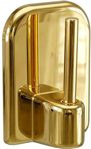 Générique 4 ganci adesivi color oro/ottone dorato per aste per tende estensibili, ogni gancio supporta + 500 g, fissaggio senza foratura, per finestre in PVC, legno e alluminio
