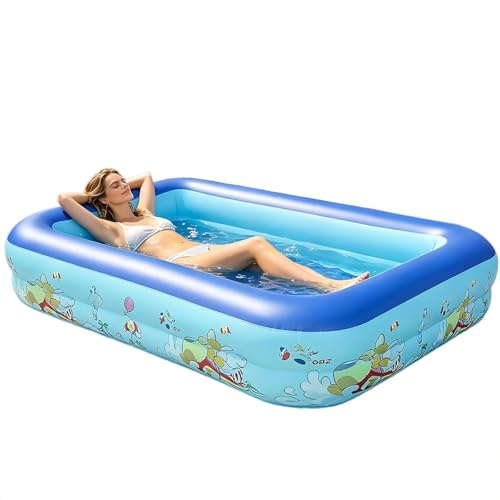 Aufblasbarer Swimmingpool | Mobiler Outdoor Schwimmbecken | Rechteckiges Und Verdicktes Übergroßes Meerestier Für Garten Rasen Hof Sommer Wasserparty Drinnen Draußen