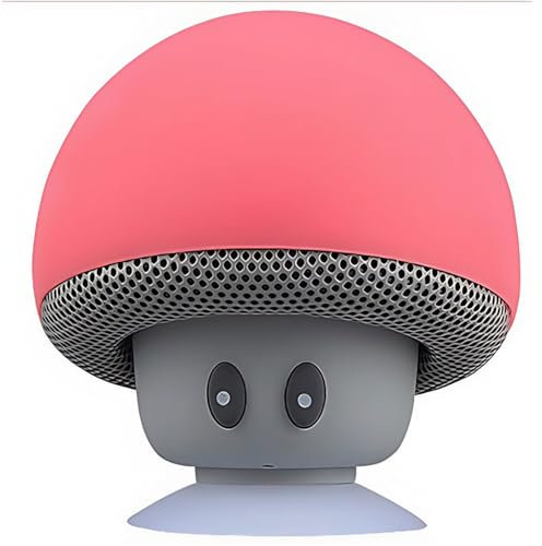 Hipipooo Altavoz Bluetooth portátil,Altavoz de Hongos,Bluetooth V2.1 con Ventosa,Compatible con iPad, iPhone, teléfonos Android,computadora portátil (Rojo)