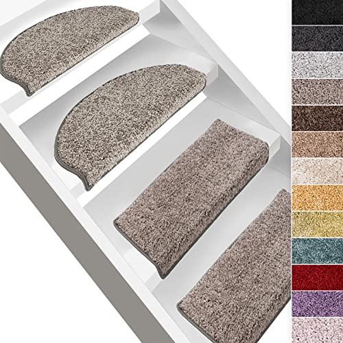 casa pura Hochflor-Stufenmatte Bali | Halbrund oder eckig | 12 Farben Stufenmatten Produziert in Deutschland (halbrund, grau)