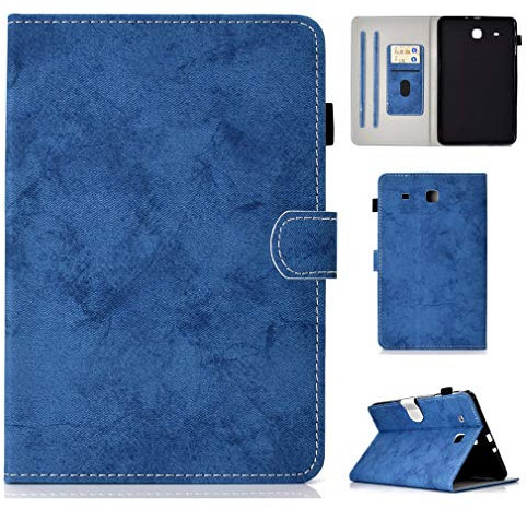 LMFULM® Case for Samsung Galaxy Tab E/SM-T560 / T565 (9.6 Inch) PU Magnetic Leather Cover Stent Function Holster Flip Cover for Galaxy Tab E 9.6 Tablet PC Blue
