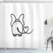 ABAKUHAUS Baby Elefant Duschvorhang, Love Theme Gekritzelart, Stoffliches Gewebe Badezimmerdekorationsset mit Haken, 175 x 200 cm, Weiß Schwarz