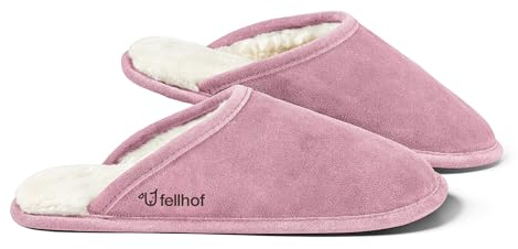 Fellhof Lammfell Hausschuh TRENDY Damen Herren Fell Pantoffeln für Winter & Sommer Hausschuhe aus ECHTEM Lammfell Naturprodukt atmungsaktiv (40/41 Pink)