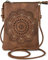 styleBREAKER Damen Mini Bag Umhängetasche mit Blumen Lasercut Cutout Muster und Strass, Schultertasche, Handtasche 02012367, Farbe:Schokobraun