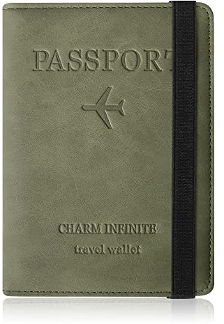 Czyan Reisepasshülle aus Kunstleder mit RFID Blockier Schutzhülle, Impfausweis Tasche für Kreditkarten, Ausweis und Reisedokumente (Grün)