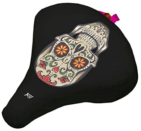 Liix Sattelbezug Sugar Skull - Wasserfest passt auf alle gängigen Sättel mit Polster