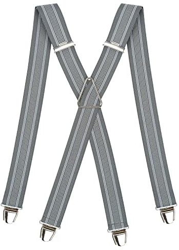Pierrot Hosenträger für Herren Breit Made in Germany/France - Ultrastarker Gummizug & 4 Extra Starke X-Clips - Verstellbare Länge bis zu 130cm - Garantie auf Lebenszeit