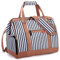 Lekesky Weekend Overnight Bags for Women - 33l Top Large Opening Travel Duffles Bag, Holdall Bag for Airlines with Shoes Compartment (White Stripes,42 * 33 * 24cm)