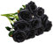 IUKnot Künstliche Rosen, 10 Stück, offene Blumenstrauß, schwarze Kunstrosen, Stiele für Hochzeitsarrangement, Brautstrauß, Tafelaufsatz, künstliche Seidenblumen