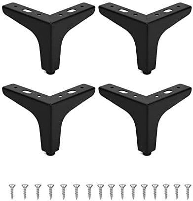 QWORK® 4 inch/10cm Black Furniture Legs, Set of 4 Modern Furniture Feet Sofa Furniture Riser Replacement Feet for Cabinet Cupboard Sofa Couch Chair Ottoman, Black
