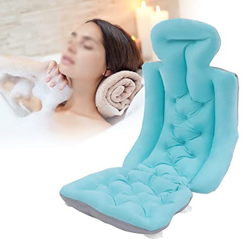 Blau badewannenmatte, Badewannenkissen, Luxus Badewanne Nackenkissen, Badewanne Kissen mit 10 Saugnäpfen, Perfekte Unterstützung für Rücken, Nacken und Kopf 78cm*35cm*40cm