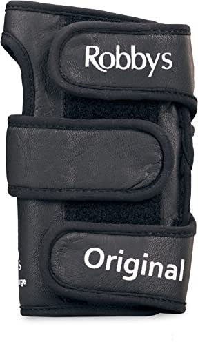 Robby's Unisex-Erwachsene Original Handgelenkbandage aus Leder, für Linkshänder, Größe L Handgelenkstütze, Schwarz, Large