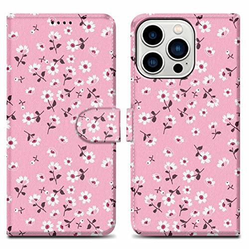 Cadorabo Hülle kompatibel mit Apple iPhone 14 PRO Handyhülle ausim Muster Design Premium Kunst Leder Flip Klappbare Stoßfeste Magnetische [Standfunktion] Case Hülle für iPhone 14 PRO in Rosa