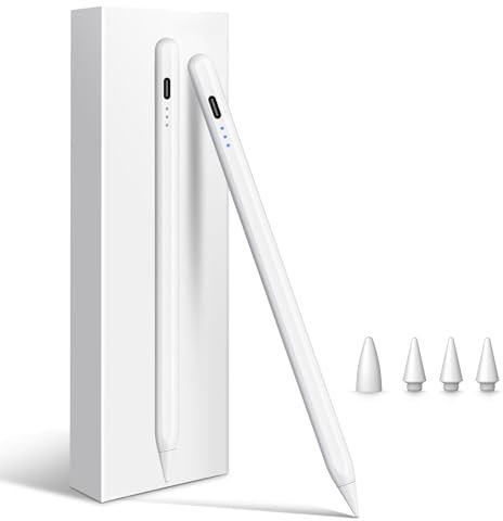 Cisteen Stylus Pen for iPad 2025-2018, Pencil for iPad 11th A16/10/9/8/7/6,Air 11/13 M2/M3,Pro 11/13 M4,Pro 12.9,Air 5/4/3,Mini 7 A17 Pro/6/5,with Faster Charge,Tilt Sensor,Palm Rejection